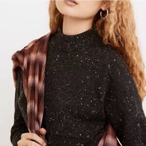 Madewell Donegal Redmond Mockneck Pocket Sweater Charcoal‎ Black Grey Fleck M
